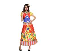 Generisch Robe de clown pour femme - Costume de carnaval - Multicolore - Robe mature - Couleurs pastel - Costume de carnaval - Robe de fête amusante - Vêtement de fête