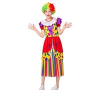Generisch Robe de clown pour femme - Costume de carnaval - Multicolore - Robe mature - Couleurs pastel - Costume de carnaval - Robe de fête amusante - Vêtement de fête