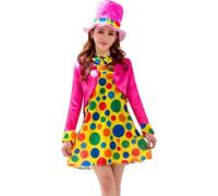 Generisch Robe de clown pour femme - Costume de carnaval - Multicolore - Robe mature - Couleurs pastel - Costume de carnaval - Robe de fête amusante - Vêtement de fête