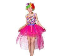 Generisch Robe de clown pour femme - Costume de carnaval - Multicolore - Robe mature - Couleurs pastel - Costume de carnaval - Robe de fête amusante - Vêtement de fête
