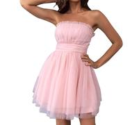 Generisch Robe de cocktail élégante pour femme avec col en soutien-gorge, inserts en maille de couleur simple, RD1, S