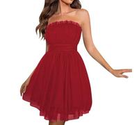 Generisch Robe de cocktail élégante pour femme avec col en soutien-gorge, inserts en maille de couleur simple, RD2, M