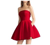 Generisch Robe de cocktail pour femme - Mini robe de soirée sans manches - Robe de soirée pour présentateur, fête, mariage, bal de fin d'année, couleur unie, moulante, robe d'été à lacets, robe de