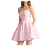 Generisch Robe de cocktail pour femme - Mini robe de soirée sans manches - Robe de soirée pour présentateur, fête, mariage, bal de fin d'année, couleur unie, moulante, robe d'été à lacets, robe de