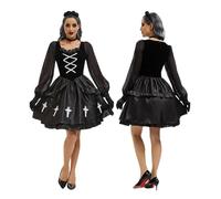 Generisch Robe de cour élégante pour les événements historiques, cosplay, jeux de rôle, fêtes à thème festives (noir, XL)