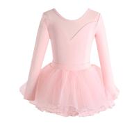 Generisch Robe de danse 2026 pour fille - Tenue de performance à manches courtes - Pour ballet, jazz matelassé, âge 1 à 14 ans - Pour enfant et adolescent - Printemps - Été, Rose, 5-6 ans
