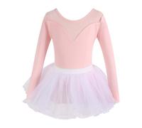 Generisch Robe de danse 2026 pour fille - Tenue de performance à manches courtes - Pour ballet, jazz matelassé, âge 1 à 14 ans - Pour enfant et adolescent - Printemps - Été, Rose clair, 5-6 ans