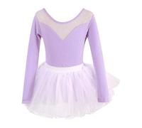 Generisch Robe de danse pour fille, tenue de performance, tenue à manches courtes, ensemble pour ballet, jazz, stepp 1 à 14 ans, tout-petit, adolescent, printemps, vêtements d'exercice, Violet clair