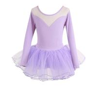Generisch Robe de danse pour fille, tenue de performance, tenue à manches courtes, ensemble pour ballet, jazz, stepp 1 à 14 ans, tout-petit, adolescent, printemps, vêtements d'exercice, lilas, 14-15
