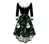 Generisch Robe de fête élégante avec col à manches longues pour les occasions festives et les loisirs dans une garde-robe fluide et tendance pour femme, vert, XL