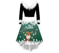 Generisch Robe de fête élégante avec col à manches longues pour les occasions festives, les tenues de vacances comme vêtement décontracté au quotidien, vert, XXL