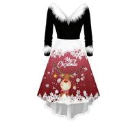 Generisch Robe de fête élégante avec col à manches longues pour les occasions festives, les tenues de vacances comme vêtement décontracté au quotidien, Brique rouge., XL