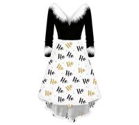 Generisch Robe de fête élégante avec col à manches longues pour les occasions festives, les tenues de vacances comme vêtement décontracté au quotidien, Blanc., L