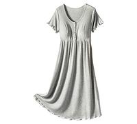 Generisch Robe de grossesse élégante 2026 avec fonction d'allaitement, manches courtes pour un confort particulier pendant la grossesse, gris, XL