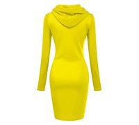 Generisch Robe de Noël Femmes Noël Sweat à Capuche Pull à Manches Longues Extensible Léger Rouge Vin Midi Pull avec Poche, jaune, L