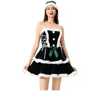 Generisch Robe de Noël Père Noël 2025 pour femme - Robe Lolita (sans housses en four) (vert, taille XL)