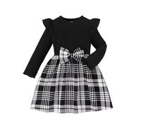 Generisch Robe de Noël pour bébé fille - Robe de baptême - Robe de Noël à manches longues - Rouge - Robe de Noël pour enfant, Noir , 4-5 ans