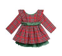 Generisch Robe de Noël pour bébé fille - Robe de baptême - Tenue de Noël - Tenue de Noël - Vêtement chaud et confortable, rouge, 4-5 ans