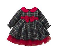 Generisch Robe de Noël pour enfant fille - Robe de baptême - Robe de Noël à paillettes - Pour fille - Chaude et confortable - Pour tout-petit, rouge, 4-5 ans