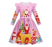 Generisch Robe de Noël pour enfant - Robe de baptême - Tenue de Noël - Tenue de Noël - Chaude et confortable, Rose, 4-5 ans