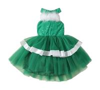 Generisch Robe de Noël pour fille - Robe de baptême - Robe de Noël - Robe à paillettes, vert, 4-5 ans