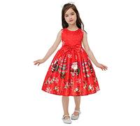 Generisch Robe de Noël pour fille - Robe de Noël - Robe de princesse - Costume de nounou, rouge, 5-6 ans