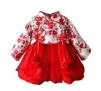 Generisch Robe de Nouvel An pour tout-petit - Broderie - String - Performance - Robe de fête chinoise, rouge, 6-12 mois