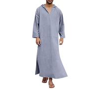 Generisch Robe de prière arabe décontractée pour homme avec capuche et manches longues - Avec poches - Caftan confortable en coton - Pour la maison et les voyages - Jeté pratique en musulman