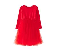 Generisch Robe de princesse à manches longues pour petite fille, rouge, 4-5 ans