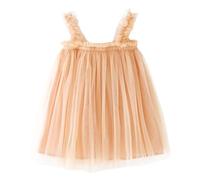 Generisch Robe de princesse en tulle sans manches pour petite fille comme costume de danse, fête, vacances, marron, 2-3 ans