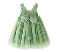 Generisch Robe de princesse sans manches en tulle papillon pour petite fille, vert, 4-5 ans