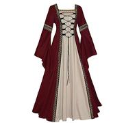 Generisch Robe de soirée longue pour femme avec col en V et manches papillons, en velours, robe de soirée gothique pour Halloween, bal, carnaval, fête médiévale, costume de vampire