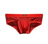 Generisch Robe Décolleté Mesh Eye U Bag Respirant Mode Tendance Taille Basse Hommes Slips Lingerie 10, rouge, L