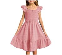 Generisch Robe décontractée élégante pour fille - Couleur unie - Côté débardeur - Calendrier de l'Avent, Rose, 9-10 ans