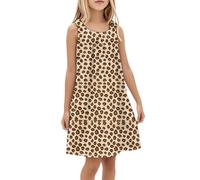 Generisch Robe d'été à motif léopard pour fille comme débardeur décontracté sans manches au design ludique pour une liberté de mouvement optimale, kaki, 9-10 ans