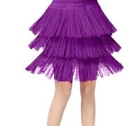 Generisch Robe d'été pour fille - Avec pompons - Jupe de danse latine - Salle de bal - À franges - Dancewear, lilas, 3-4 ans