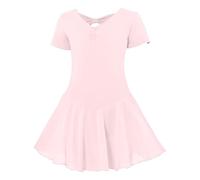 Generisch Robe d'été pour fille - Robe de ballet - Manches courtes - Robe de danse - Avec jupe en mousseline de soie - Tutu, Rose, 4-5 ans