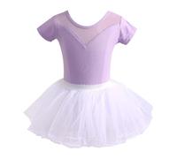 Generisch Robe d'été pour fille - Robe de danse - Tenue tutu - Manches courtes - Ensemble pour ballet, jazz, concert, cabinet - Âge 1-14 ans, Violet clair, 5-6 ans
