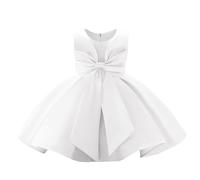 Generisch Robe d'été pour fille - Robe de princesse surdimensionnée avec nœud - Robe tutu de demoiselle d'honneur pour mariage et occasions spéciales, Blanc., 120