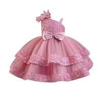 Generisch Robe d'été pour fille - Robe en maille élégante pour petite fille, Rose, 12-18 mois