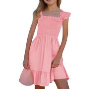 Generisch Robe d'été sans manches pour fille avec poches, Rose, 4-5 ans