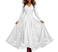 Generisch Robe d'Halloween pour femme - Robe longue squelette - Costume d'Halloween - Robe de mariée à manches longues - Robe de cocktail, cosplay - Robe