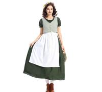 Generisch Robe Dirndl - Costume d'Halloween - Vert foncé - Robe à carreaux - Robe médiévale - Costume de chevalier médiéval pour femme, vert, S
