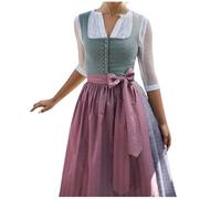 Generisch Robe Dirndl pour femme, élégante, costume de cosplay, avec tablier pour la fête de la bière, Halloween, fête, équitable, reconstitution historique (vert armée, taille L)