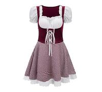 Generisch Robe Dirndl pour femme - Robe d'Halloween à manches courtes - Robe de scène, rouge, XL