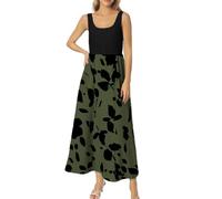Generisch Robe élégante pour femme avec imprimé tendance pour le printemps et l'été en grande taille, Vert armée., L