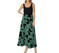 Generisch Robe élégante pour femme avec imprimé tendance pour le printemps et l'été en grande taille, Vert foncé., XL