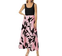 Generisch Robe élégante pour femme avec un design imprimé tendance pour les grandes tailles au printemps et en été, comme garde-robe polyvalente pour les occasions festives, Rose, L