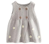 Generisch Robe en laine pour fille - Cardigan - Pull - Manteau mi-long - Printemps - Pour bébé - Robe chaude en tricot doux, gris, 7-8 ans
