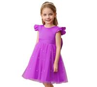 Generisch Robe en maille pour enfant - Élégante robe de princesse pour petite fille, lilas, 6-7 ans